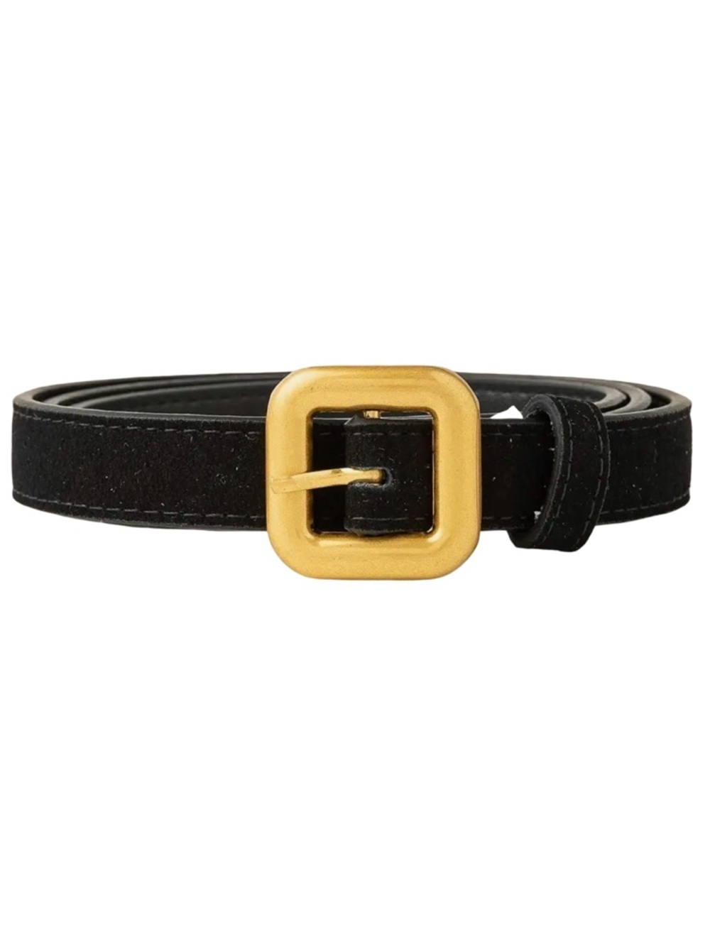 Gold Square Buckle Leather Belt